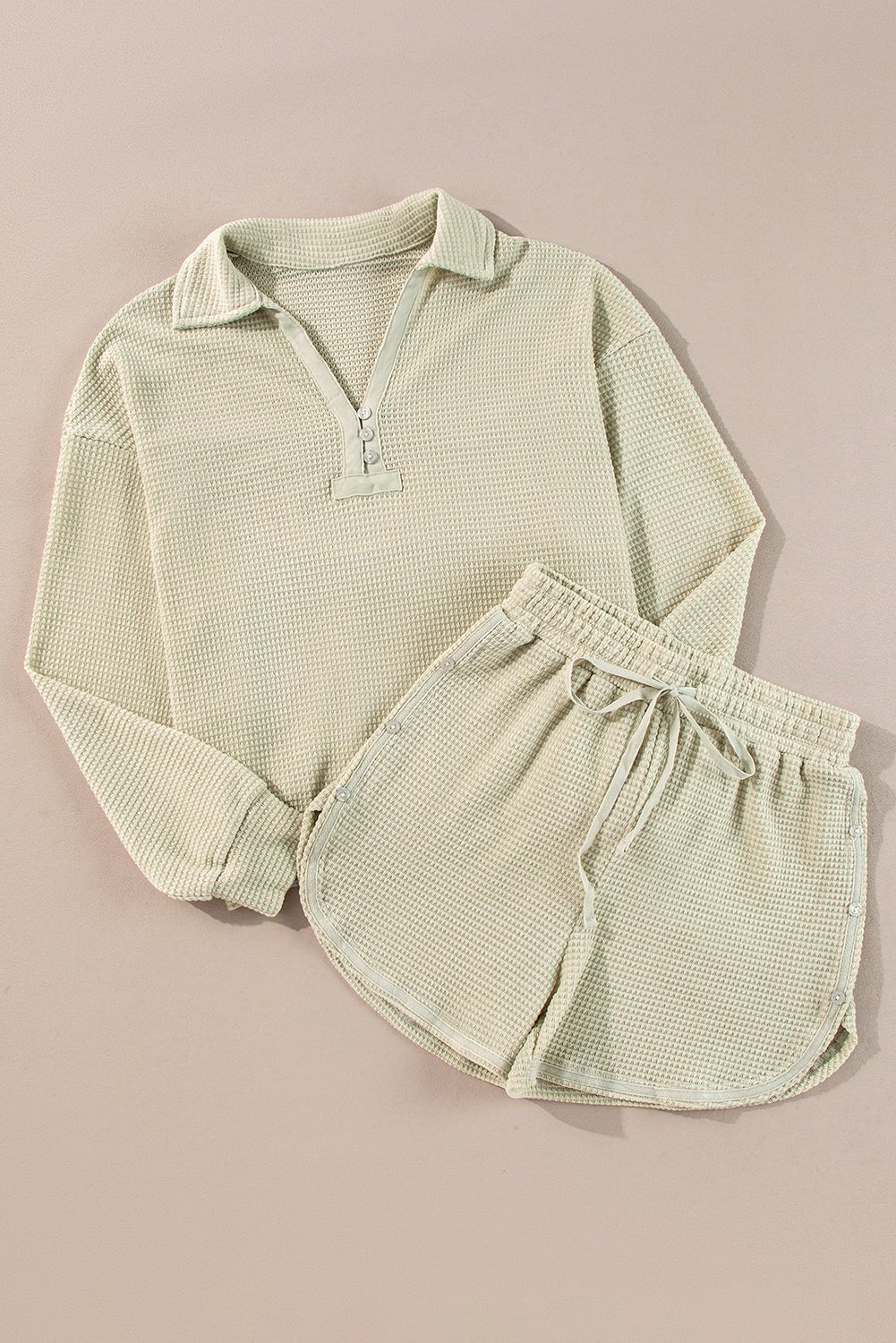 Dulce Parchment Textured Long Sleeve Lounge Set