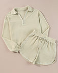 Dulce Parchment Textured Long Sleeve Lounge Set