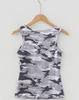 Camo Ribbed Knit Scoop Neck Tank Top