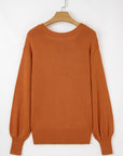 Solid Ribbed Drop Shoulder Sweater