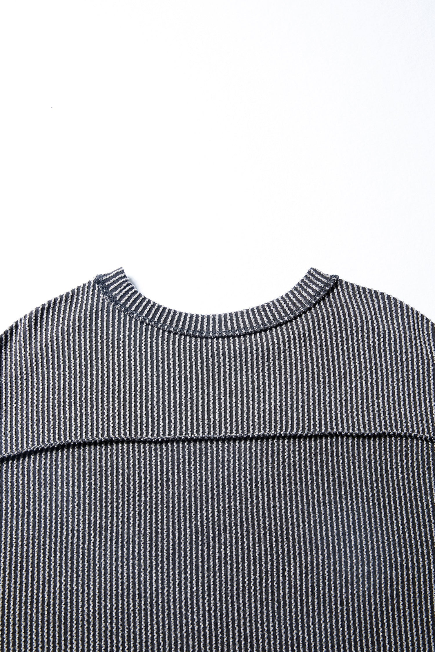Solid Corded Knit Long Sleeve Top