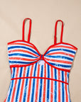 Americana Stripe Cutout Spaghetti Strap Swimsuit