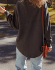 Waffle Knit Patchwork Half Zip Sweatshirt