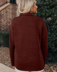Ribbed Knit Flap Pocket Button-Up Shacket