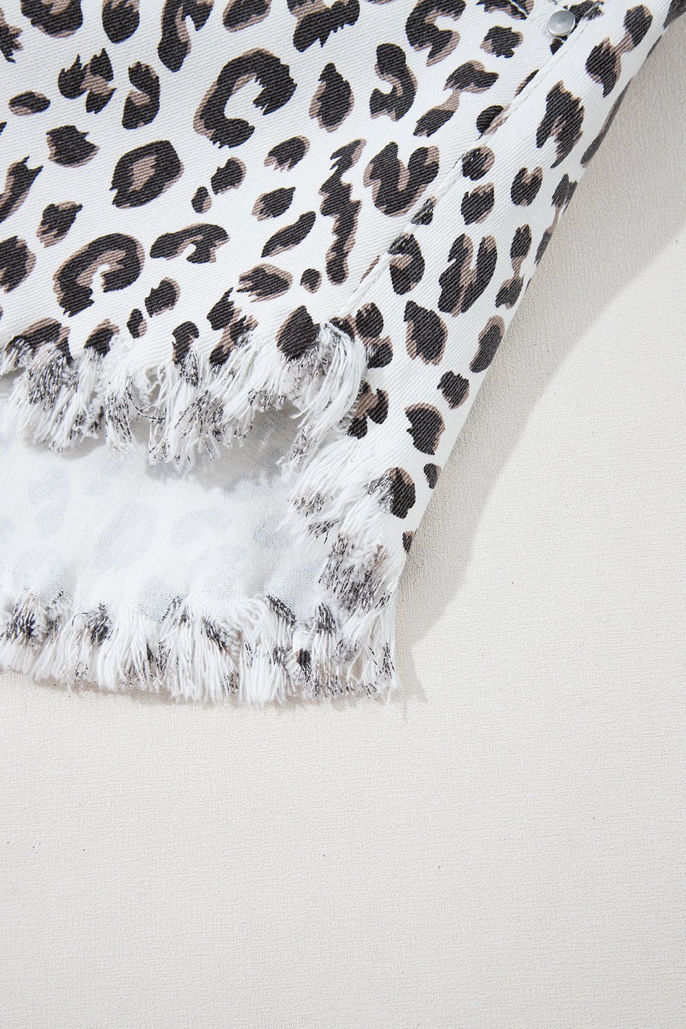 Leopard Frayed Hem Denim Shorts
