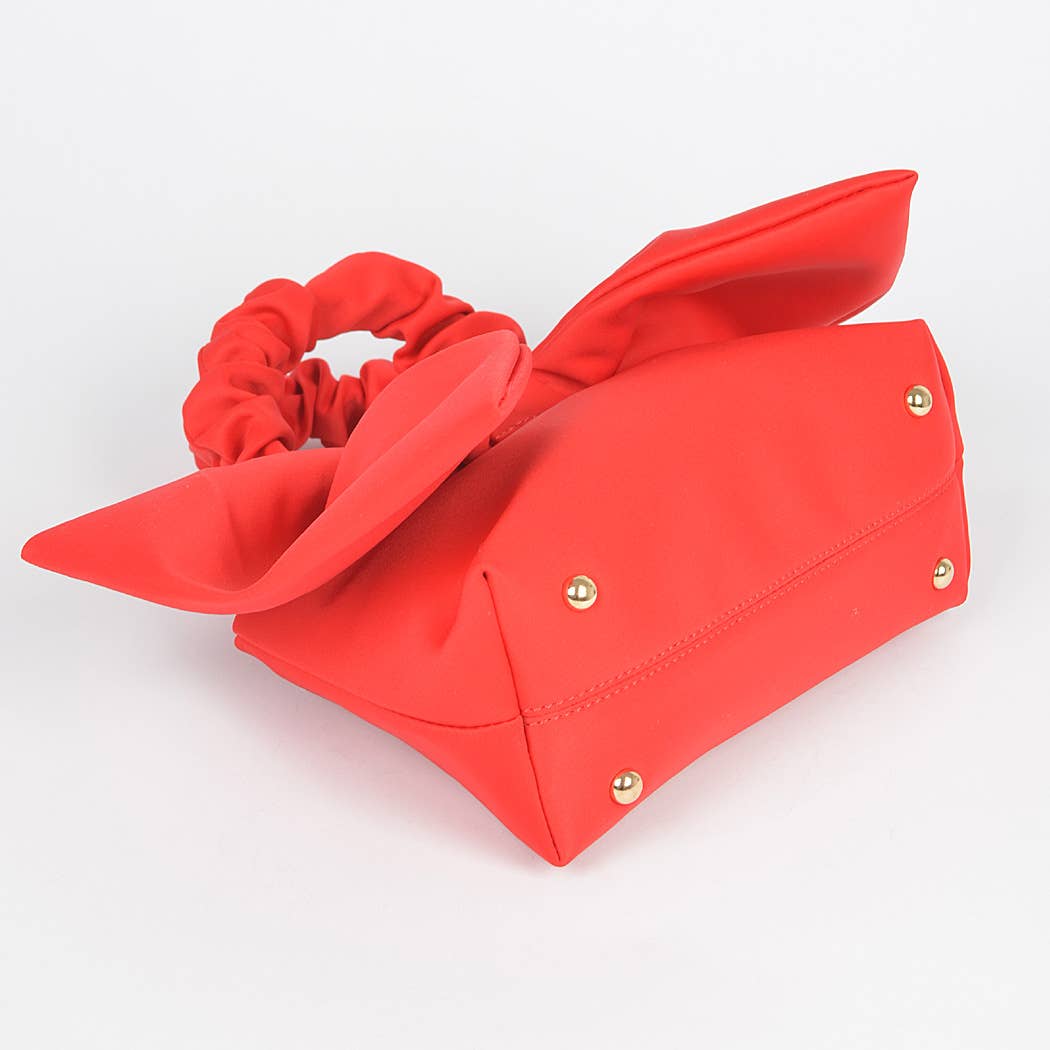 Nylon Top Handle Bag with Bow Front Clutch