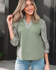 Kaiya Sleeve Contrast Patchwork Blouse