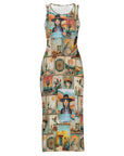 Baha Ranch Colores de Mexico Pictures of the Southwest Sleeveless Bodycon Side Slit Long Dress