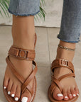 Everleigh Buckle Leathered Flat Slippers