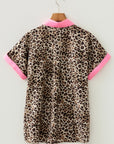 Leopard Contrast Trim Short Sleeve Shirt