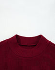 Solid Metallic Ribbed Knit Long Sleeve Top