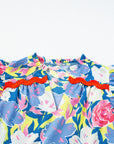 Floral Ric-Rac Flutter Sleeve V-Neck Dress