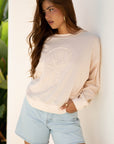 Flower Patchwork Raw Edge Drop Shoulder Top