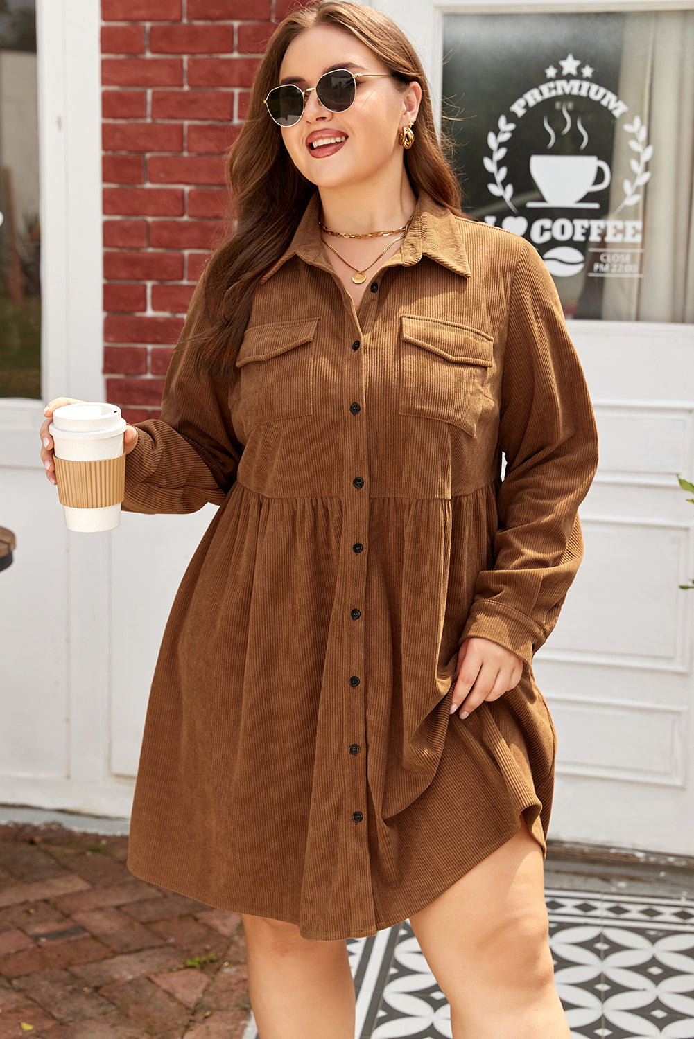 Galilea Corduroy Full Collared PLUS Shirt
