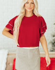 Madilynn Ruffle Short Sleeve Sweater