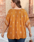 Plus Size Boho Floral Boho Notch V-Neck Top