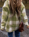 Plaid Button-Up Flap Pockets Shacket