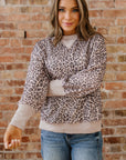 Leopard Patchwork Crew Neck Sweatshirt