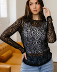 Denver Pattern Sheer Mesh Long Sleeve Top