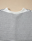 Stripe Contrast Trim Cap Sleeve Button-Up Cardigan