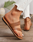 Everleigh Buckle Leathered Flat Slippers