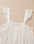 Lace Crochet Ruffle Buttoned Tank Top