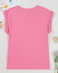 Anika Braided Cap Sleeve Crew Neck Top