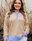 Evelynn Waffle Knit Collared PLUS Top
