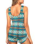Baha Ranch Teal Aztec Tankini & Boy Shorts Swim Set