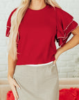 Madilynn Ruffle Short Sleeve Sweater