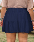 Plus Size Boho Frilled Elastic Waist Shorts