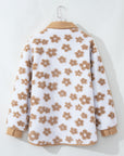 Floral Button-Up Fleece Pocketed Jacket