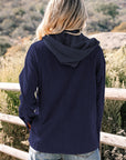 Textured Knit Pocketed Drawstring Hooded Jacket