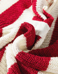 Colorblock Stripe V-Neck 3/4 Sleeve Sweater