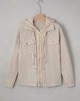 Textured Knit Pocketed Drawstring Hooded Jacket