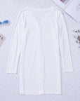 Solid Open-Front Buttoned Cardigan