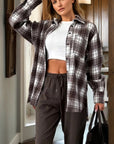 Plaid Flannel Chest Pocket Boyfriend Shacket