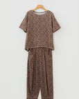 Leopard Loose Tee & Drawstring Waist Pants Set
