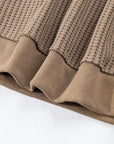 Solid Textured Knit Snap Button Collar Top
