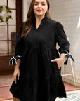 Plus Size Colorblock Knot Cuff Mini Dress