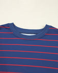 Stripe Overlap Drop Shoulder Pullover Sweatshirt