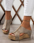 Gianna Pu Leather Wedge Slippers