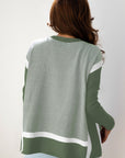 Stripe Colorblock Patchwork Dolman Sleeve Sweater