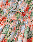 Floral Smocked Bust Bubble Sleeve Maxi Dress
