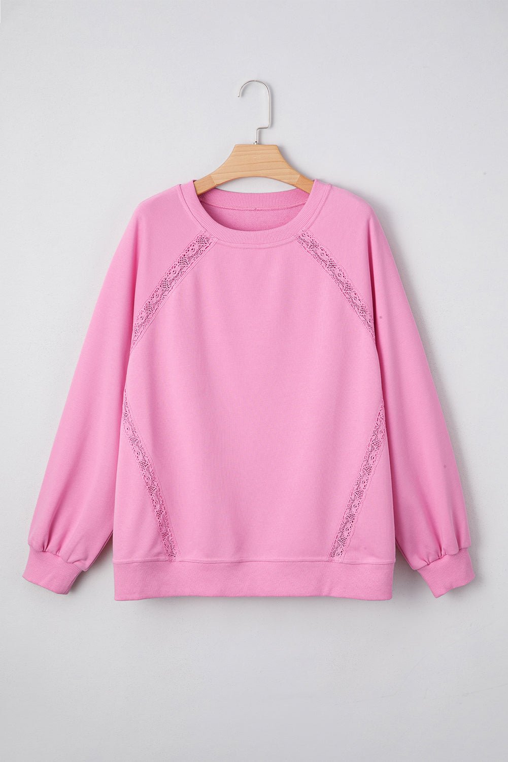 Lilah Lace Patched Raglan Sleeve Loose Fit Sweatshirt