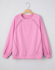 Lilah Lace Patched Raglan Sleeve Loose Fit Sweatshirt
