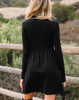Ribbed Knit Patchwork Long Sleeve Dress