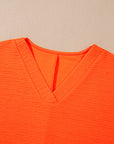 Textured V Neck T Shirt and Shorts Set