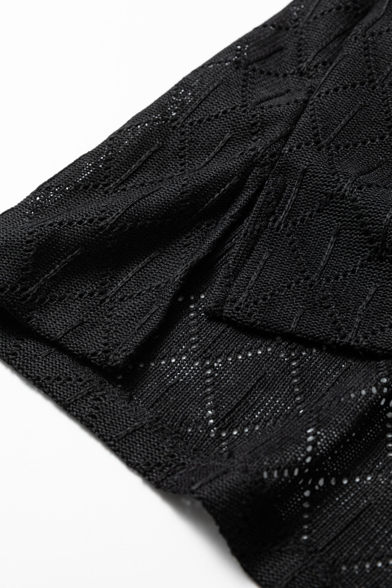 Plus Size Rhombus Pointelle Knit V-Neck Top