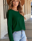 Alejandra Detail Solid Color Long Sleeve Top